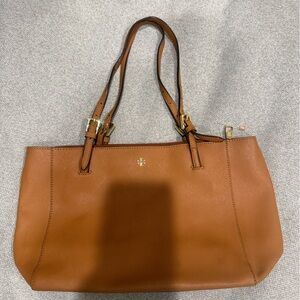 Tory Burch Cognac Leather Double-Handle Travel Tote